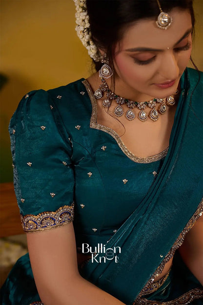 Dhiyona BN Ramanika Soft Silk Lehenga Set In Peacock Blue