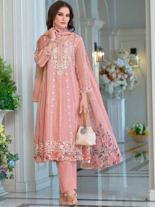 Women Ethnic Motifs Embroidered Regular Thread Work Kurta with Trousers & With Dupatta