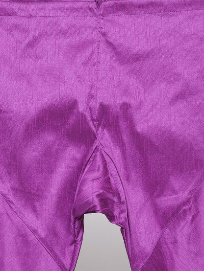 Men's Purple Silk Blend Straight Kurta Pyjama Set