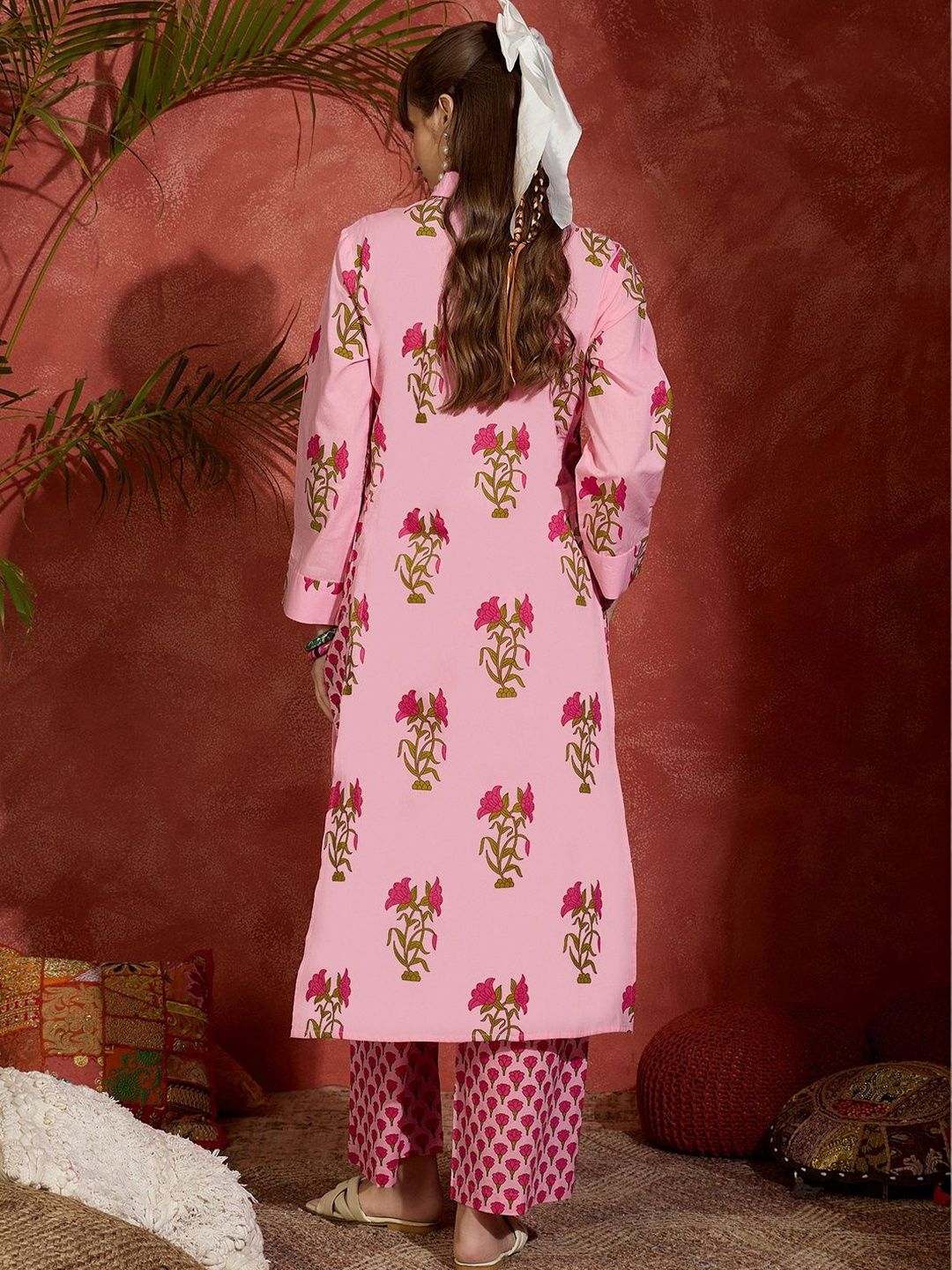 Women Floral Printed Regular Pure Cotton Kurta with Palazzos