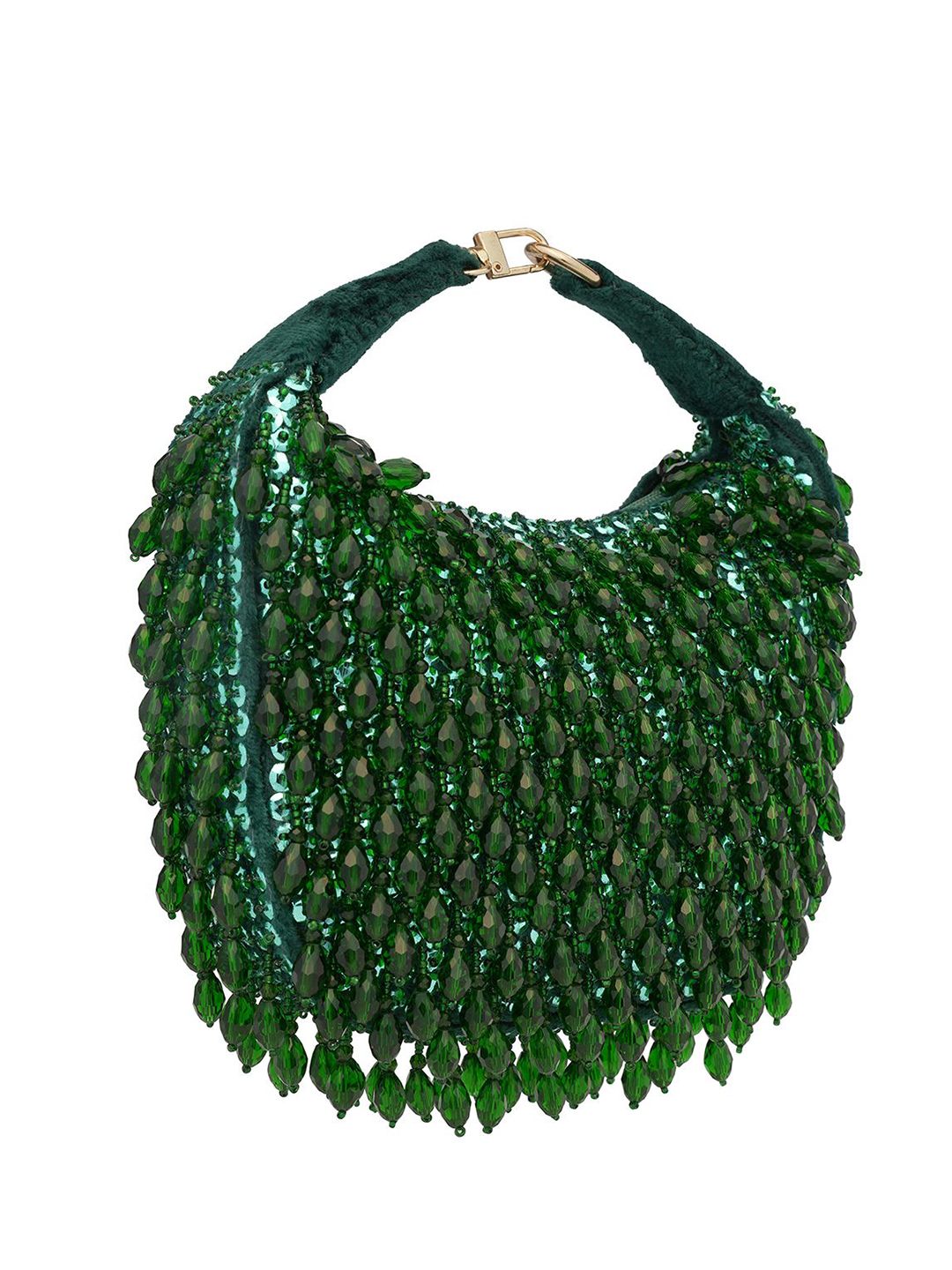 Dhiyona NR Embroidered Embellished Half Moon Clutch