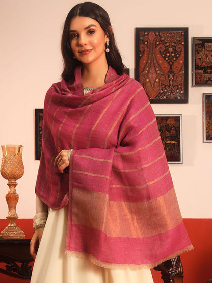 Dhiyona PA Gulzarim Striped Woven Design Reversible Woolen Shawl