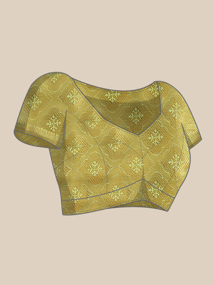Dhiyona RV Women's Royal Banarasi Cotton Silk Zari Woven Saree with Matching Blouse ( KVD1697 )