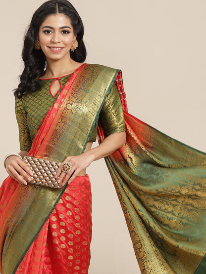 Dhiyona RV Women's Banarasi Cotton Silk With Zari weaving Saree  ( KVD1001 )