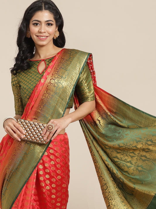 Dhiyona RV Women's Banarasi Cotton Silk With Zari weaving Saree  ( KVD1001 )