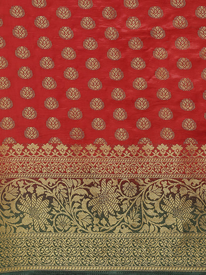 Dhiyona RV Women's Banarasi Cotton Silk With Zari weaving Saree  ( KVD1001 )