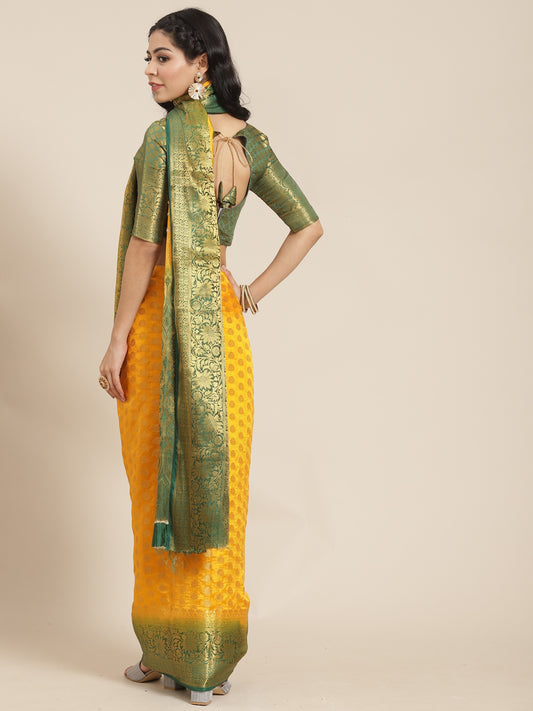 Dhiyona RV Women's Banarasi Cotton Silk With Zari weaving Saree  ( KVD1002 )