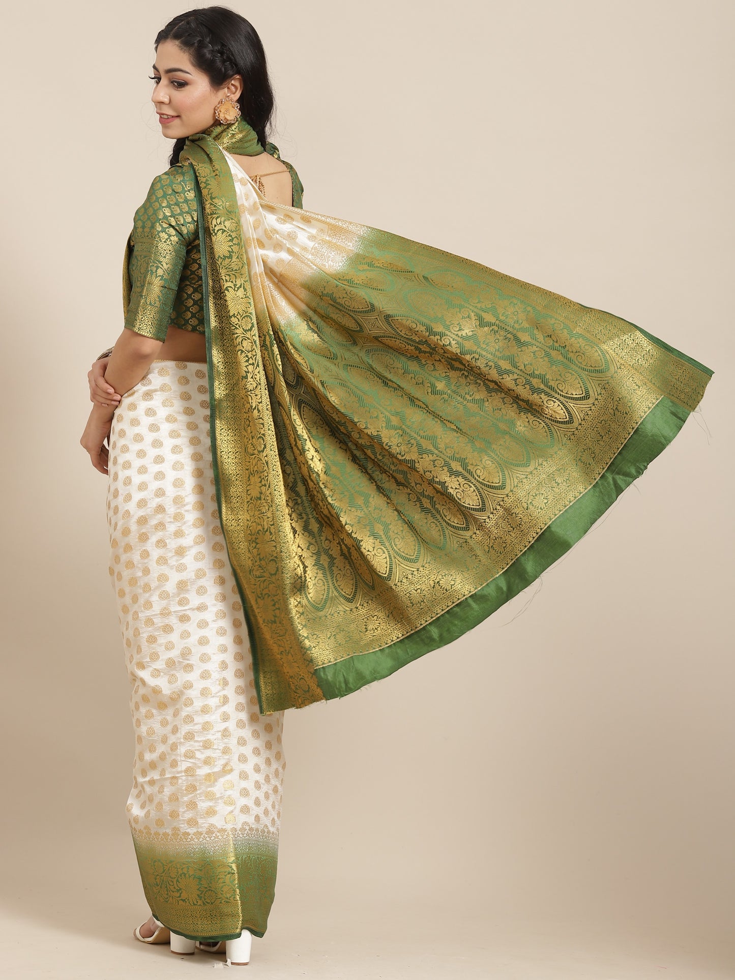 Dhiyona RV Women's Banarasi Cotton Silk With Zari weaving Saree  ( KVD1003 )