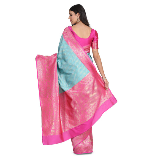 Dhiyona RV Women's Banarasi Cotton Silk With Zari weaving Saree  ( KVD1009 )