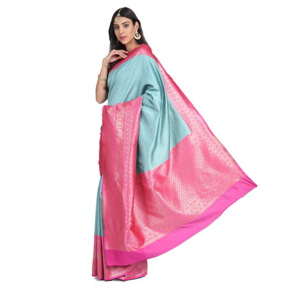 Dhiyona RV Women's Banarasi Cotton Silk With Zari weaving Saree  ( KVD1009 )