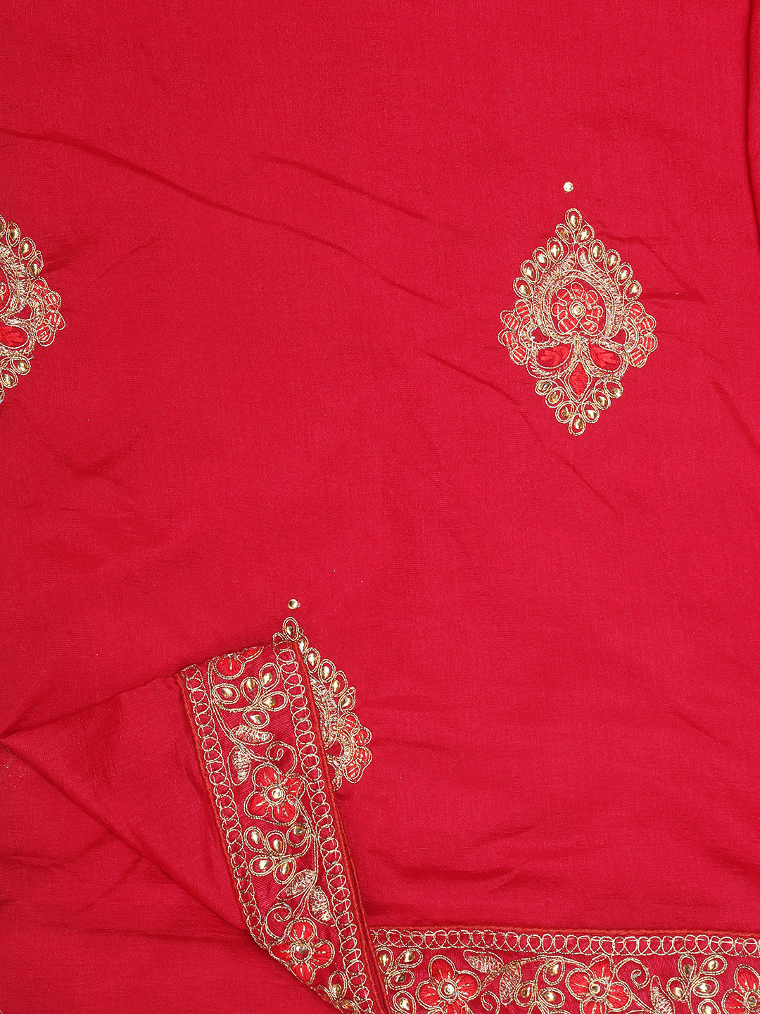 Dhiyona RV Women's Vichitra Silk With Cording Embroidery Work Exclusive Saree With Blouse ( KVD1057 )