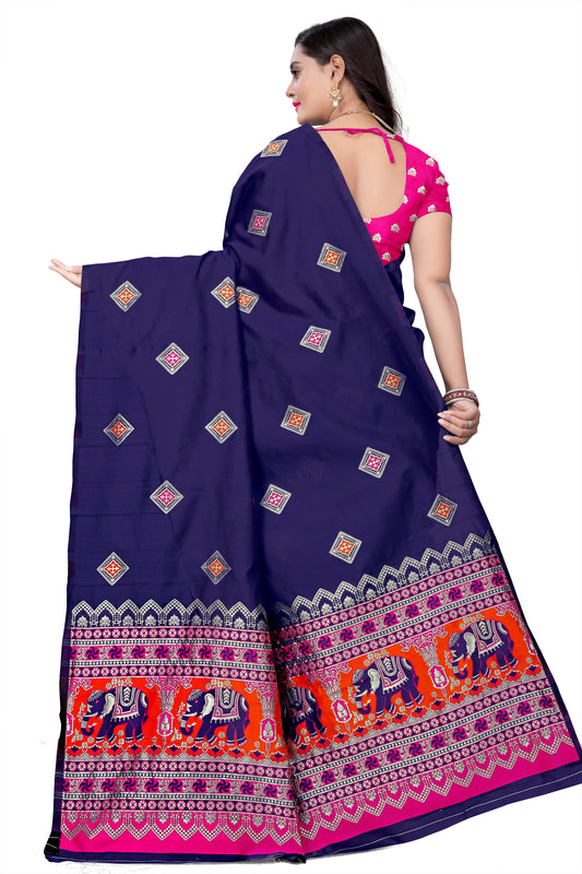 Dhiyona RV Women's Banarasi Jacquard With Zari Weaving Saree With Blouse  ( KVD1087 )