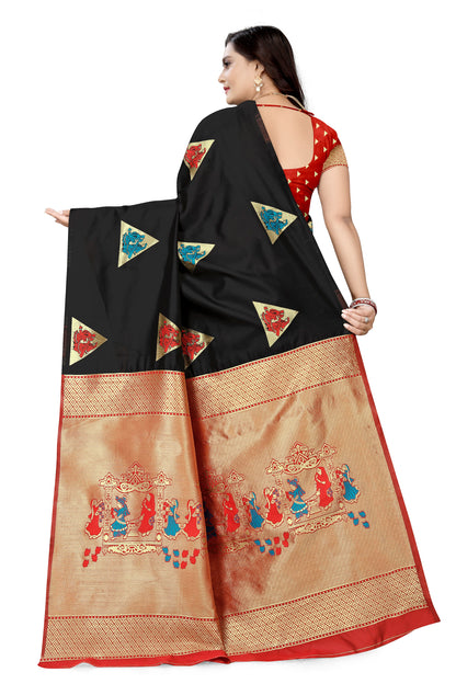 Dhiyona RV Women's Banarasi Silk With Silver Zari Weaving Saree With Blouse ( KVD1126 )