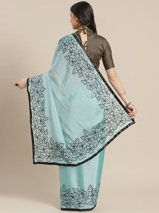 Dhiyona RV Women's Rangoli Georgette With Sequine Embroidery Floral Work Saree With Blouse ( KVD1134 )
