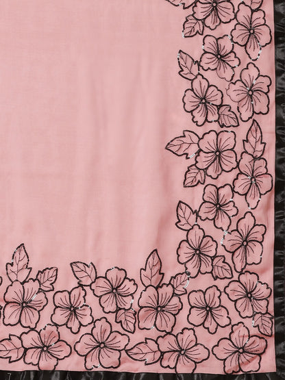 Dhiyona RV Women's Rangoli Georgette With Sequine Embroidery Floral Work Saree With Blouse ( KVD1136 )