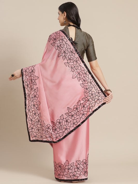 Dhiyona RV Women's Rangoli Georgette With Sequine Embroidery Floral Work Saree With Blouse ( KVD1136 )