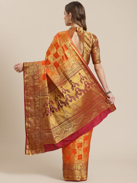 Dhiyona RV Women's Banarasi Silk With Jacquard Print Saree  ( KVD1143 )