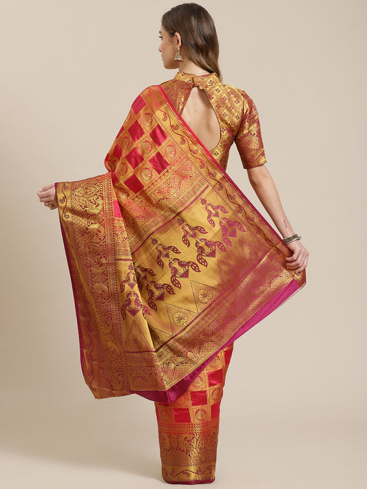 Dhiyona RV Women's Banarasi Silk With Jacquard Print Saree  ( KVD1144 )