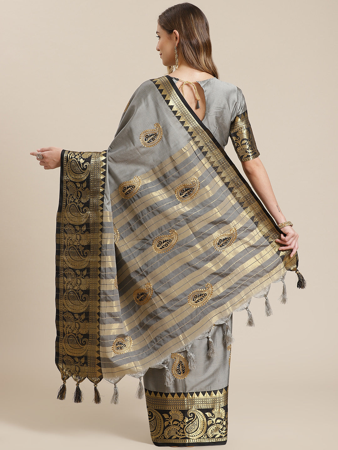 Dhiyona RV Women's Cotton Silk Saree With Zari Embroidered Work And Zari Weaving Border ( KVD1308 )