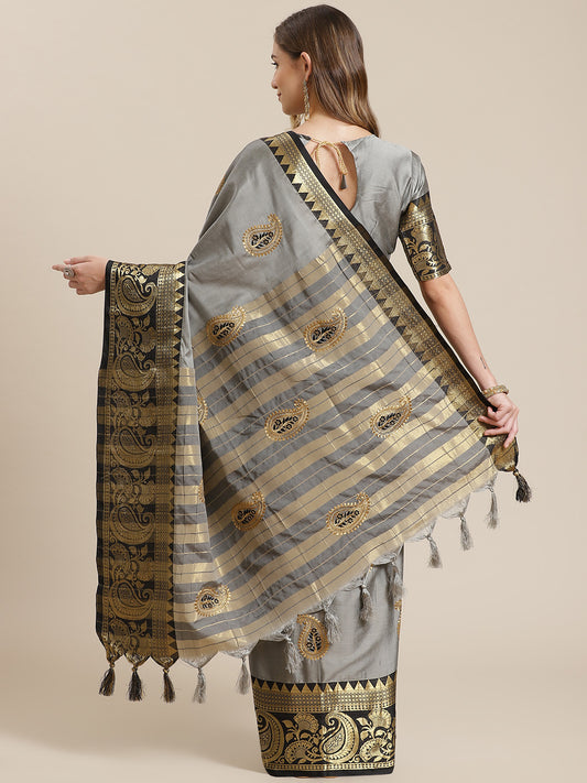 Dhiyona RV Women's Cotton Silk Saree With Zari Embroidered Work And Zari Weaving Border ( KVD1308 )