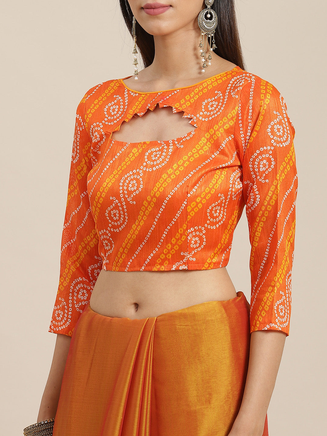 Dhiyona RV Women's Chiffon Saree With Sequine Embroidered Work And Bandhani Flowers. ( KVD1313 )
