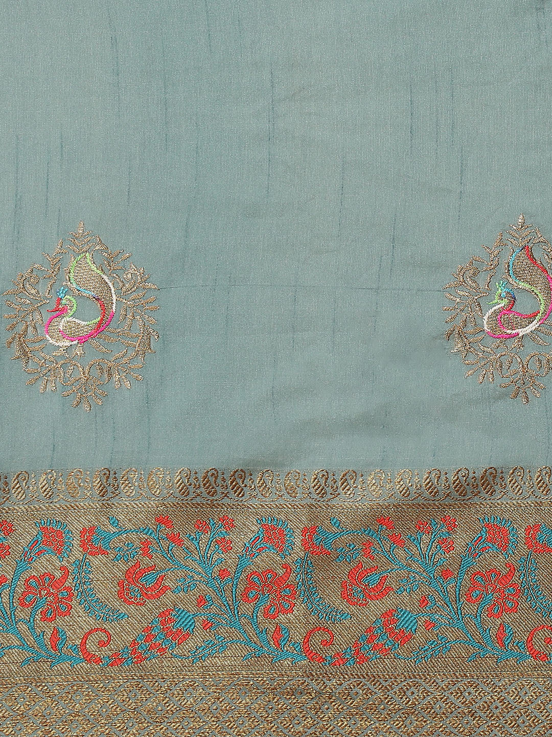 Dhiyona RV Women's Assam Cotton Silk With Embroidered And Zari Broad Border Saree  ( KVD1325 )
