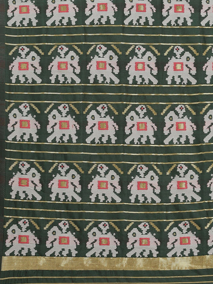Dhiyona RV Women's Banarasi Cotton Silk With Patola Weaving Pattern Saree With Blouse ( KVD1336 )