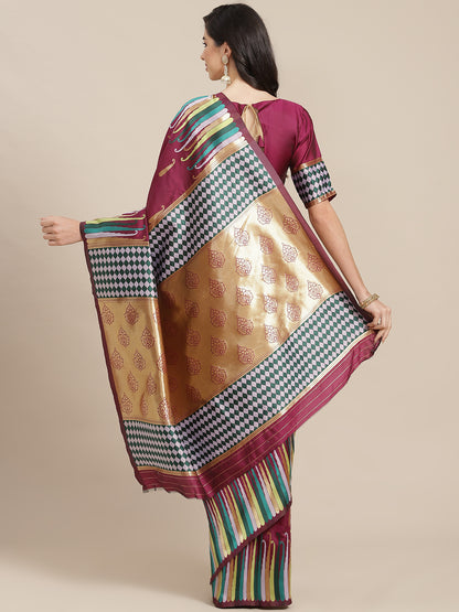 Dhiyona RV Women's Banarasi Silk With Silver Zari Weaving Saree  ( KVD1374 )