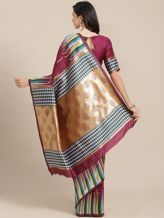 Dhiyona RV Women's Banarasi Silk With Silver Zari Weaving Saree  ( KVD1374 )