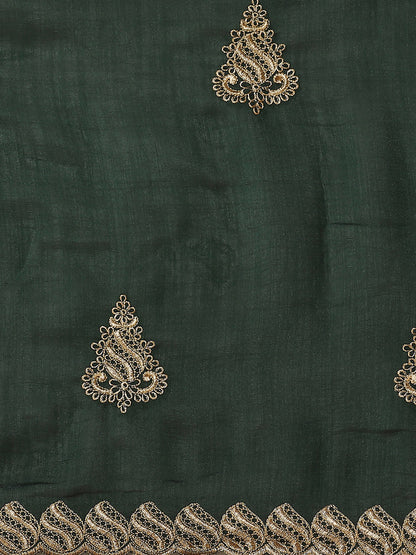 Dhiyona RV Women's Vichitra Silk With Zari Embroidery Saree ( KVD1400 )