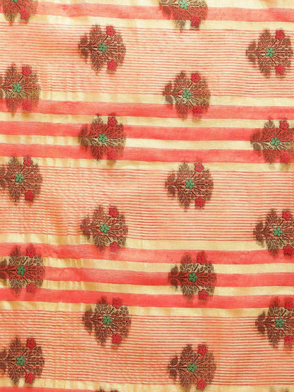 Dhiyona RV Women's Jacquard Cotton Silk Zari Butti And Lace Border Saree ( KVD1424 )