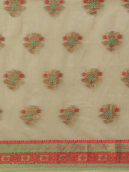 Dhiyona RV Women's Jacquard Cotton Silk Zari Butti And Lace Border Saree ( KVD1427 )