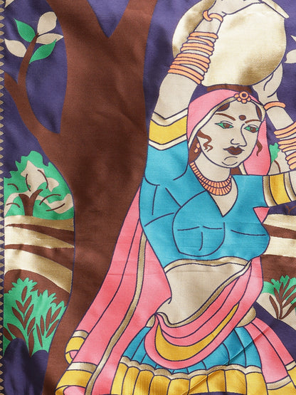 Dhiyona RV Women's Banarasi Jacquard With Zari Weaving And Printed Saree  ( KVD1439 )
