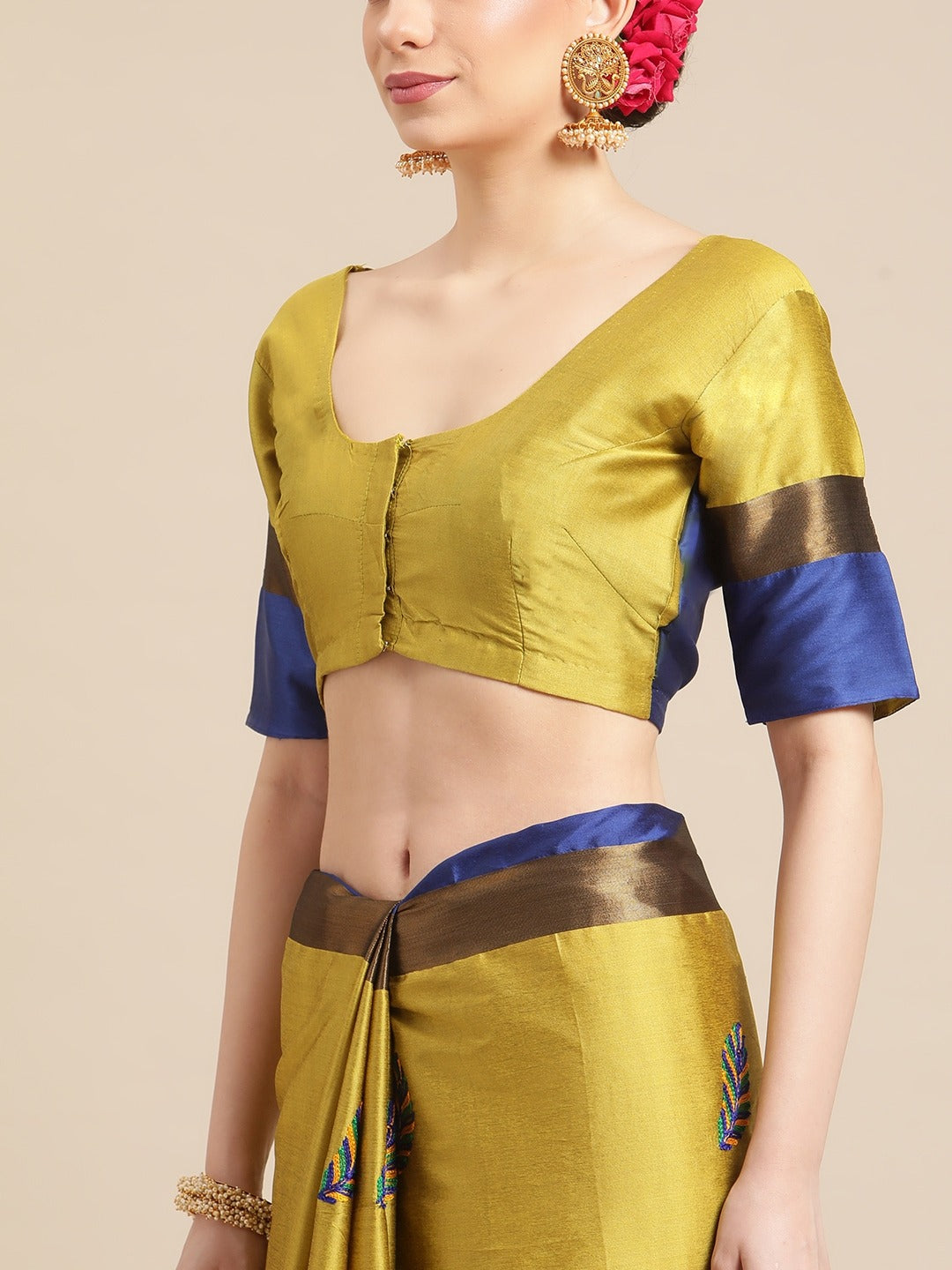 Dhiyona RV Women's Designer Traditional Embroidered Cotton Silk Saree With Blouse ( KVD1455 )