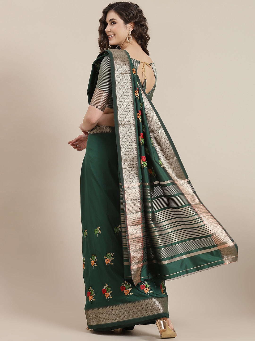 Dhiyona RV Women's Soft Cotton Silk With Colourful Thread Embroidery Saree With Blouse ( KVD1471 )
