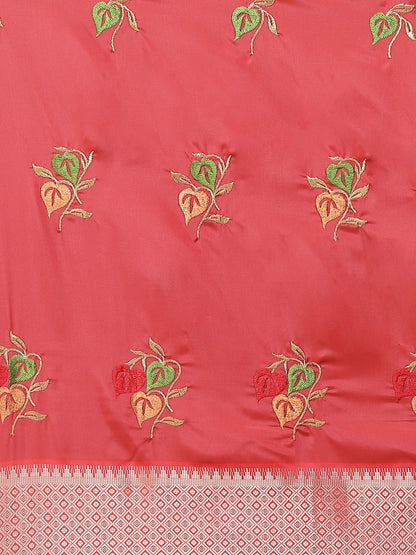 Dhiyona RV Women's Soft Cotton Silk With Colourful Thread Embroidery Saree With Blouse ( KVD1472 )