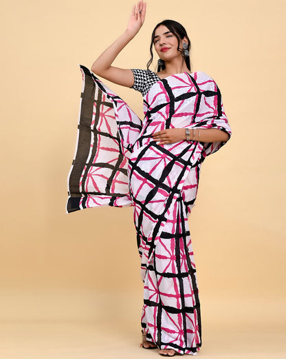 Dhiyona RV Women's Linen Blend Floral Printed Exclusive Saree With Blouse ( KVD1498 )