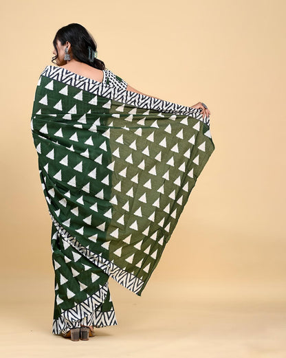 Dhiyona RV Women's Linen Blend Floral Printed Exclusive Saree With Blouse ( KVD1503 )