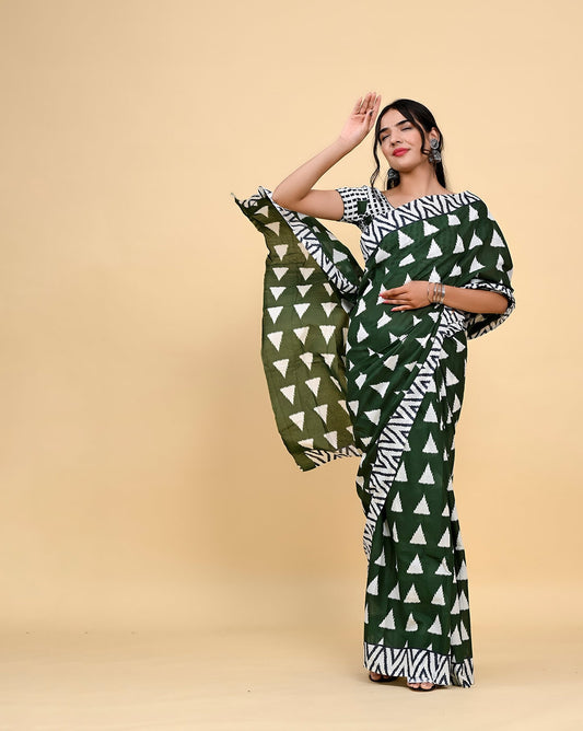 Dhiyona RV Women's Linen Blend Floral Printed Exclusive Saree With Blouse ( KVD1503 )