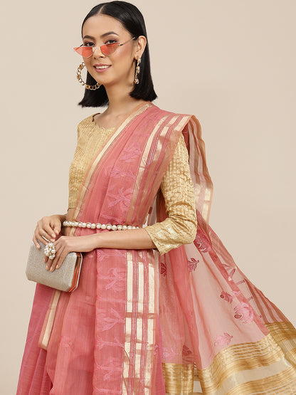 Dhiyona RV Women's Organza And Embroidery Work Saree With Blouse ( KVD1525 )