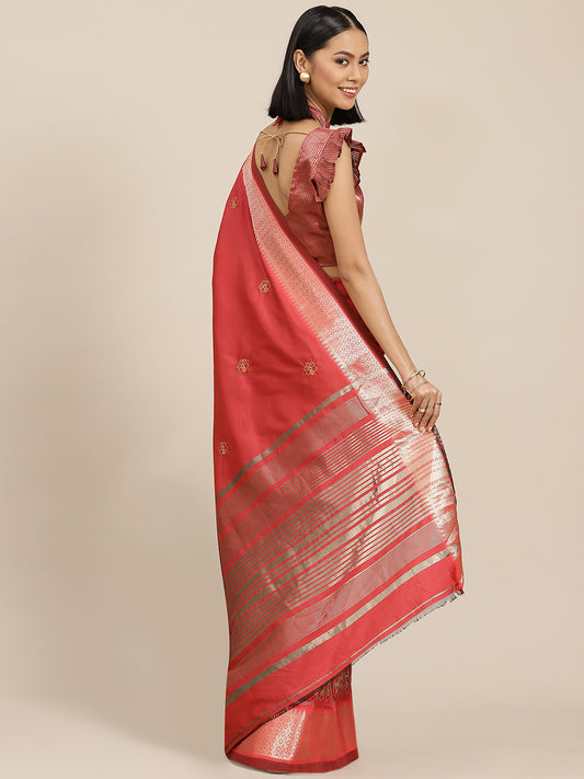 Dhiyona RV Women's Soft Cotton Silk With Colourful Thread Embroidery Saree With Blouse ( KVD1540 )