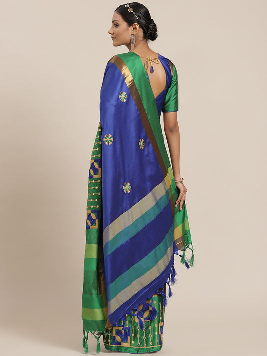 Dhiyona RV Women's Designer Traditional Embroidered Cotton Silk Saree With Blouse ( KVD1572 )