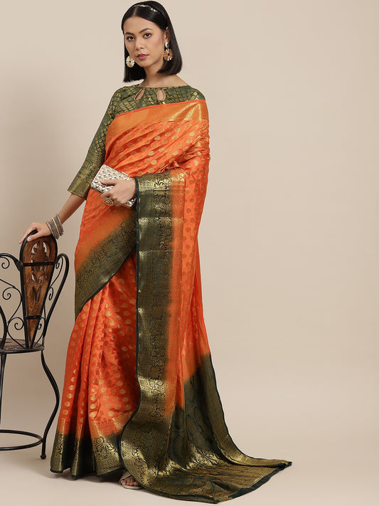 Dhiyona RV Women's Banarasi Cotton Silk With Zari weaving Saree  ( KVD1583 )