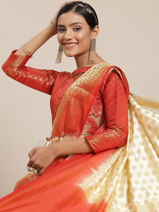 Dhiyona RV Women's Banarasi Cotton Silk With Zari weaving Saree  ( KVD1585 )