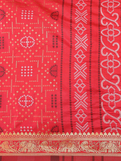 Dhiyona RV Women's Banarasi Cotton Silk With Zari weaving Bandhani Saree  ( KVD1641 )