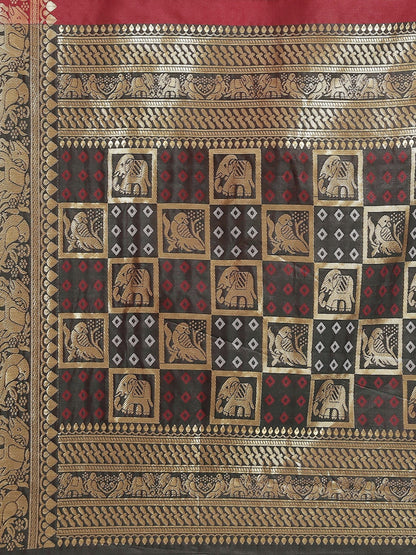 Dhiyona RV Women's Banarasi Cotton Silk With Zari weaving Bandhani Saree  ( KVD1643 )