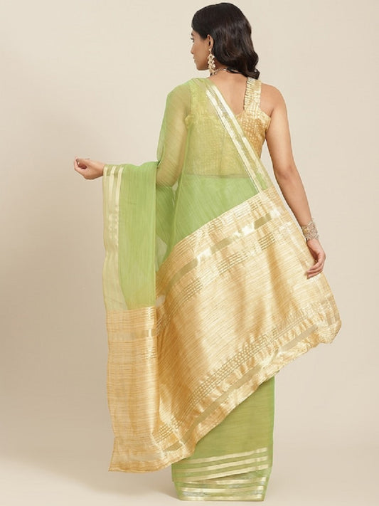 Dhiyona RV Women's Organza Zari Weaving Saree With Blouse ( KVD1704 )