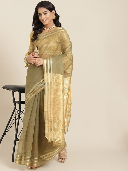 Dhiyona RV Women's Organza Zari Weaving Saree With Blouse ( KVD1705 )