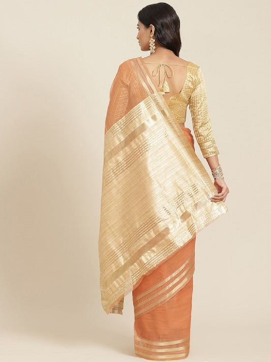 Dhiyona RV Women's Organza Zari Weaving Saree With Blouse ( KVD1707 )