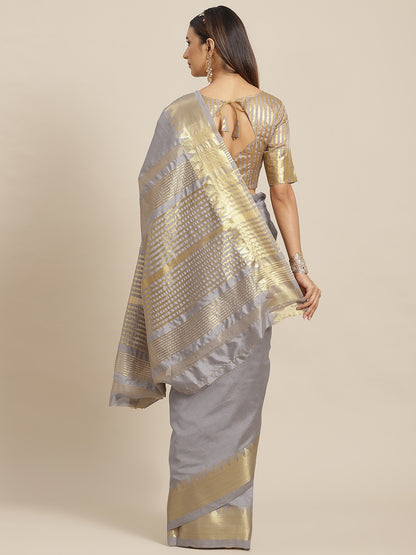 Dhiyona RV Women's Assam Silk With Golden Broad Border Saree  ( KVD1718 )